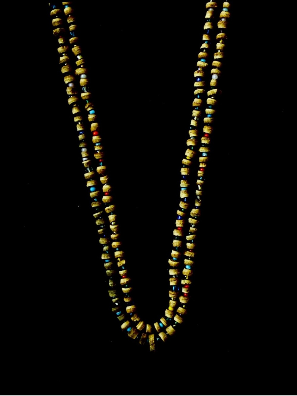 Bohemian Double-Strand Wood & Glass Bead Necklace